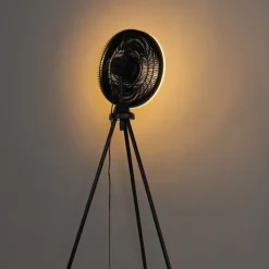 QAZQA Deckenventilator Mit Licht|Wohnzimmerlampen*Standventilator Stativ schwarz inkl. LED 3-stufig dimmbar - Meric