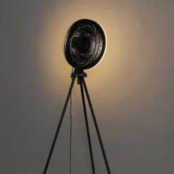 QAZQA Deckenventilator Mit Licht|Wohnzimmerlampen*Standventilator Stativ schwarz inkl. LED 3-stufig dimmbar - Meric