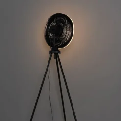 QAZQA Deckenventilator Mit Licht|Wohnzimmerlampen*Standventilator Stativ schwarz inkl. LED 3-stufig dimmbar - Meric