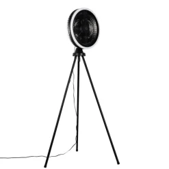 QAZQA Deckenventilator Mit Licht|Wohnzimmerlampen*Standventilator Stativ schwarz inkl. LED 3-stufig dimmbar - Meric