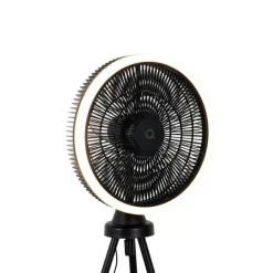QAZQA Deckenventilator Mit Licht|Wohnzimmerlampen*Standventilator Stativ schwarz inkl. LED 3-stufig dimmbar - Meric