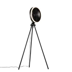 QAZQA Deckenventilator Mit Licht|Wohnzimmerlampen*Standventilator Stativ schwarz inkl. LED 3-stufig dimmbar - Meric