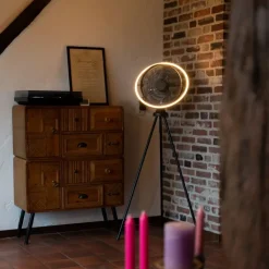 QAZQA Deckenventilator Mit Licht|Wohnzimmerlampen*Standventilator Stativ schwarz inkl. LED 3-stufig dimmbar - Marleen