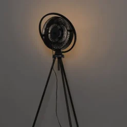 QAZQA Deckenventilator Mit Licht|Wohnzimmerlampen*Standventilator Stativ schwarz inkl. LED 3-stufig dimmbar - Marleen