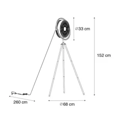 QAZQA Deckenventilator Mit Licht|Wohnzimmerlampen*Standventilator Stativ schwarz inkl. LED 3-stufig dimmbar - Marleen