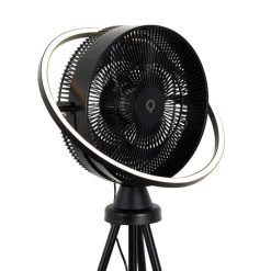 QAZQA Deckenventilator Mit Licht|Wohnzimmerlampen*Standventilator Stativ schwarz inkl. LED 3-stufig dimmbar - Marleen