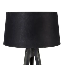 QAZQA Stehlampen|Wohnzimmerlampen*Stativ schwarz mit Leinenschirm schwarz 45 cm - Stativ Classic