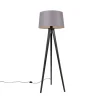 QAZQA Stehlampen|Wohnzimmerlampen*Stativ schwarz mit Leinenschirm Dunkelgrau 45 cm - Stativ Classic