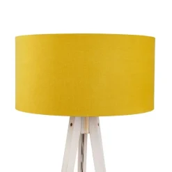 QAZQA Stehlampen|Wohnzimmerlampen*Stativ-Stehleuchte weiß mit gelbem Stoffschirm 50cm - Tripod Classic