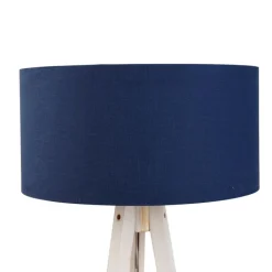 QAZQA Stehlampen|Wohnzimmerlampen*Stativ-Stehleuchte weiß mit dunkelblauem Stoffschirm 50cm - Tripod Classic