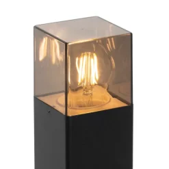 QAZQA Gartenbeleuchtung|Stehlampen Außen*Stehende Außenlampe schwarz 50 cm IP44 mit Rauchglaseffekt - Dänemark