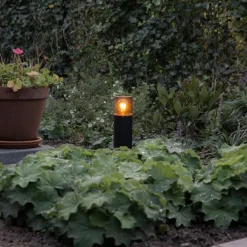 QAZQA Gartenbeleuchtung|Stehlampen Außen*Stehende Außenleuchte schwarz mit Rauchschirm 30 cm IP44 - Odense