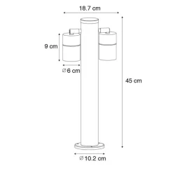 QAZQA Stehlampen Außen|Gartenbeleuchtung*Stehende Außenleuchte schwarz 45 cm IP44 verstellbar 2-Licht - Duo