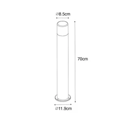 QAZQA Gartenbeleuchtung|Stehlampen Außen*Stehende Außenleuchte schwarz mit Rauchschirm 70 cm - Odense