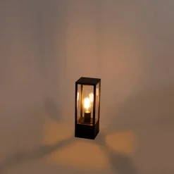 QAZQA Stehlampen Außen|Gartenbeleuchtung*Stehende Außenleuchte schwarz 40 cm mit Erdspieß und Kabeltülle - Charlois