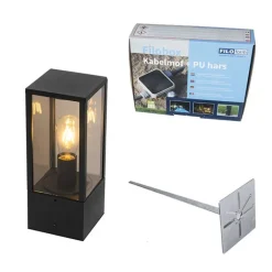 QAZQA Stehlampen Außen|Gartenbeleuchtung*Stehende Außenleuchte schwarz mit Rauch 40 cm IP44 - Charlois