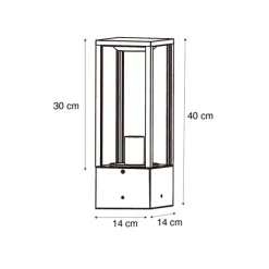 QAZQA Stehlampen Außen|Gartenbeleuchtung*Stehende Außenleuchte schwarz mit Rauch 40 cm IP44 - Charlois