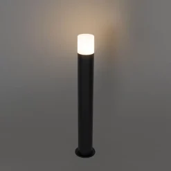 QAZQA Gartenbeleuchtung|Stehlampen Außen*Stehende Außenleuchte schwarz mit Opalschirm 70 cm - Odense