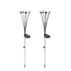 QAZQA Gartenbeleuchtung|Led-Außenleuchten*Stehende Außenleuchte schwarz inkl. LED mit Solar und Erdspieß - Fire Fly