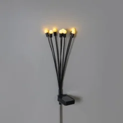 QAZQA Gartenbeleuchtung|Led-Außenleuchten*Stehende Außenleuchte schwarz inkl. LED mit Solar und Erdspieß - Fire Fly