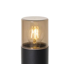 QAZQA Gartenbeleuchtung|Stehlampen Außen*Stehende Außenleuchte schwarz mit Rauchschirm 50 cm - Odense