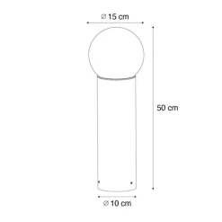 QAZQA Gartenbeleuchtung|Stehlampen Außen*Stehende Außenleuchte schwarz mit Opalglas 50 cm IP44 - Huma