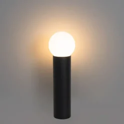 QAZQA Gartenbeleuchtung|Stehlampen Außen*Stehende Außenleuchte schwarz mit Opalglas 50 cm IP44 - Huma