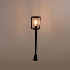 QAZQA Stehlampen Außen|Gartenbeleuchtung*Stehende Außenleuchte schwarz 100 cm mit Erdspieß und Kabeltülle - Charlois