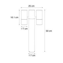 QAZQA Stehlampen Außen|Gartenbeleuchtung*Stehende Außenleuchte schwarz 50 cm 2-Licht verstellbar - Duo