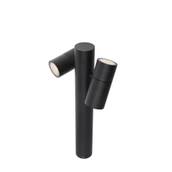 QAZQA Stehlampen Außen|Gartenbeleuchtung*Stehende Außenleuchte schwarz 50 cm 2-Licht verstellbar - Duo