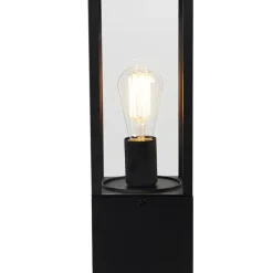 QAZQA Stehlampen Außen|Gartenbeleuchtung*Stehende Außenleuchte schwarz 80 cm mit Erdspieß und Kabeltülle - Charlois