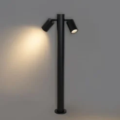 QAZQA Stehlampen Außen|Gartenbeleuchtung*Stehende Außenleuchte schwarz 80 cm IP44 verstellbar 2-Licht - Duo