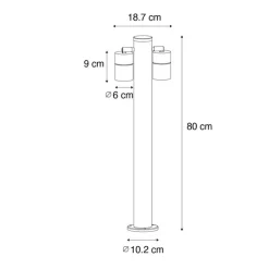 QAZQA Stehlampen Außen|Gartenbeleuchtung*Stehende Außenleuchte schwarz 80 cm IP44 verstellbar 2-Licht - Duo