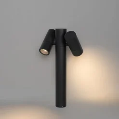 QAZQA Gartenbeleuchtung|Stehlampen Außen*Stehende Außenleuchte schwarz 50 cm 2-Licht verstellbar - Duo