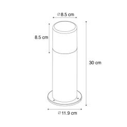 QAZQA Gartenbeleuchtung|Stehlampen Außen*Stehende Außenleuchte weiß mit Opalschirm 30 cm IP44 - Odense