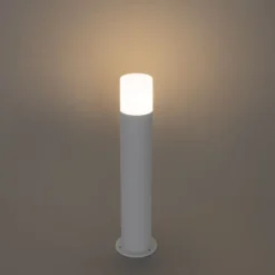 QAZQA Gartenbeleuchtung|Stehlampen Außen*Stehende Außenleuchte weiß mit Opalschirm 50 cm - Odense