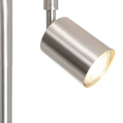 QAZQA Stehlampen|Wohnzimmerlampen*Stehlampe aus Stahl mit weißem Schirm und Leselampe - Jelena