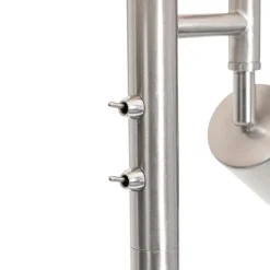 QAZQA Stehlampen|Wohnzimmerlampen*Stehlampe aus Stahl mit weißem Schirm und Leselampe - Jelena