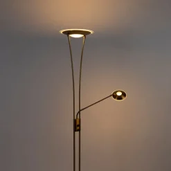 QAZQA Lampen Für Dein Homeoffice|Schlafzimmerlampen*Stehlampe Bronze inkl. LED mit Lesearm - Ibiza