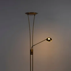QAZQA Lampen Für Dein Homeoffice|Schlafzimmerlampen*Stehlampe Bronze inkl. LED mit Lesearm - Ibiza