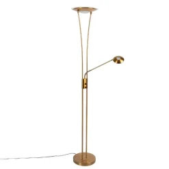 QAZQA Lampen Für Dein Homeoffice|Schlafzimmerlampen*Stehlampe Bronze inkl. LED mit Lesearm - Ibiza