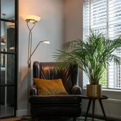 QAZQA Schlafzimmerlampen|Küchenlampen*Stehlampe Bronze inkl. LED und Dimmer mit Leselampe - Empoli