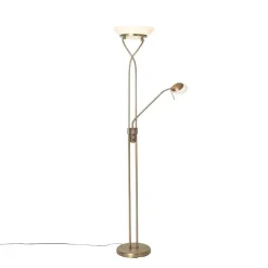 QAZQA Schlafzimmerlampen|Küchenlampen*Stehlampe Bronze inkl. LED und Dimmer mit Leselampe - Empoli