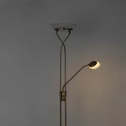 QAZQA Schlafzimmerlampen|Küchenlampen*Stehlampe Bronze inkl. LED und Dimmer mit Leselampe - Empoli
