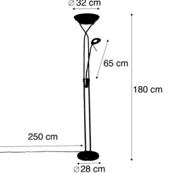 QAZQA Schlafzimmerlampen|Küchenlampen*Stehlampe Bronze inkl. LED und Dimmer mit Leselampe - Empoli