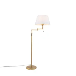 QAZQA Schlafzimmerlampen|Esszimmerlampen*Stehlampe Bronze mit weißem Schirm und verstellbarem Arm - Ladas Deluxe