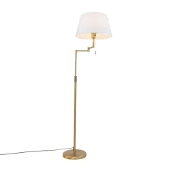 QAZQA Schlafzimmerlampen|Esszimmerlampen*Stehlampe Bronze mit weißem Schirm und verstellbarem Arm - Ladas Deluxe