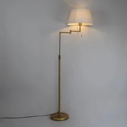 QAZQA Schlafzimmerlampen|Esszimmerlampen*Stehlampe Bronze mit weißem Schirm und verstellbarem Arm - Ladas Deluxe