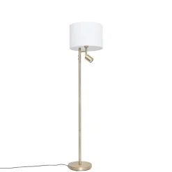 QAZQA Schlafzimmerlampen|Küchenlampen*Stehlampe Bronze mit weißem Schirm und Leselampe - Jelena