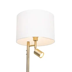 QAZQA Schlafzimmerlampen|Küchenlampen*Stehlampe Bronze mit weißem Schirm und Leselampe - Jelena